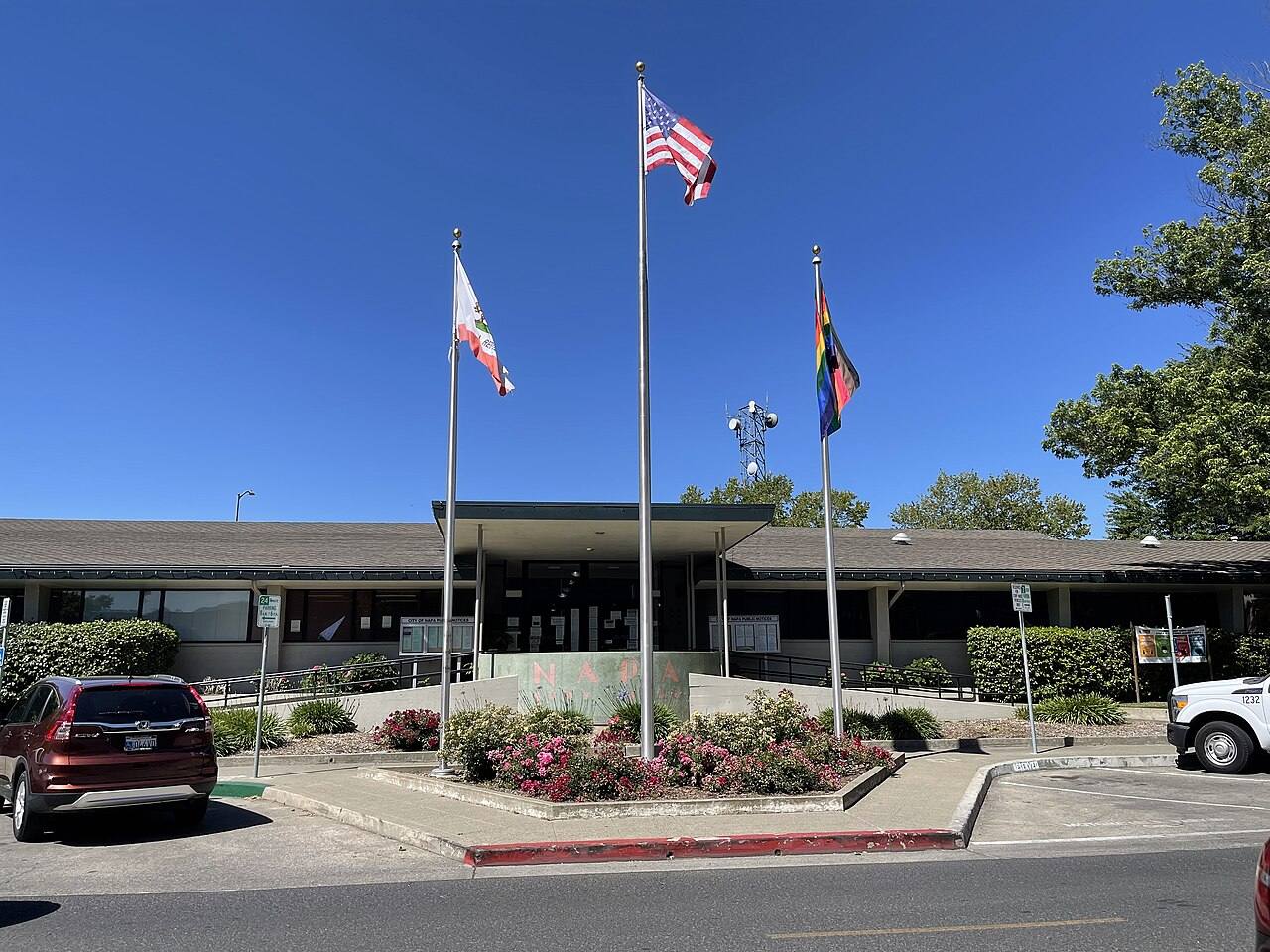 Napa City Hall, where the city council meets. Agendas are posted online in advance through the city's Agenda Center.