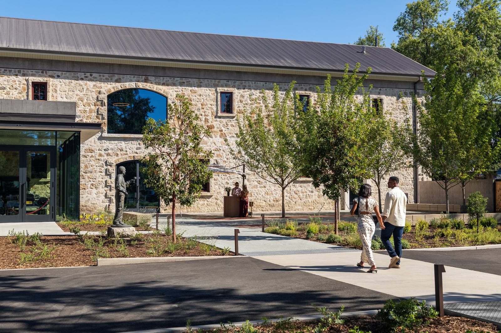 Beaulieu Vineyard's new hospitality center, set inside the restored 1885 stone winery in Rutherford.