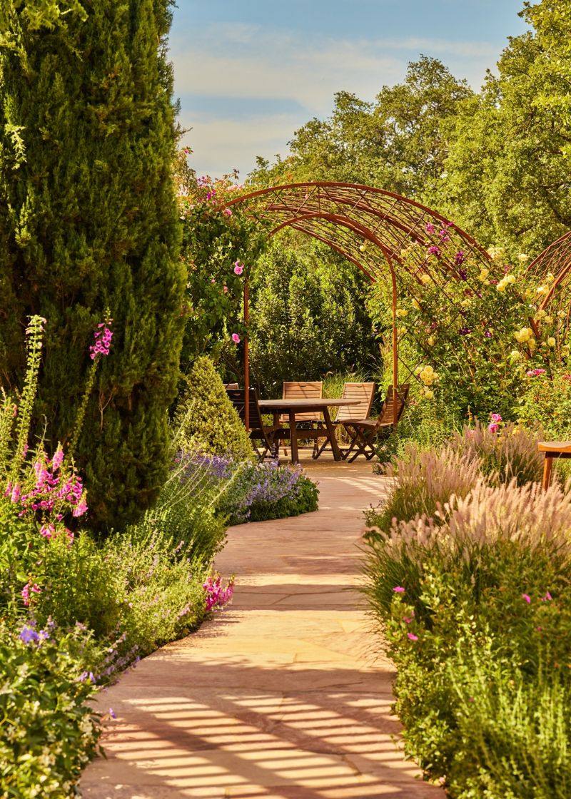 The garden patio at Grgich Hills Estate where Member Select tastings are hosted.