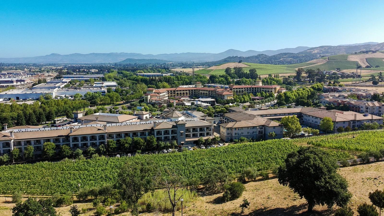 An aerial view of The Meritage Resort & Spa, set among vineyards in southern Napa. The festival expands to two days for its sophomore year.